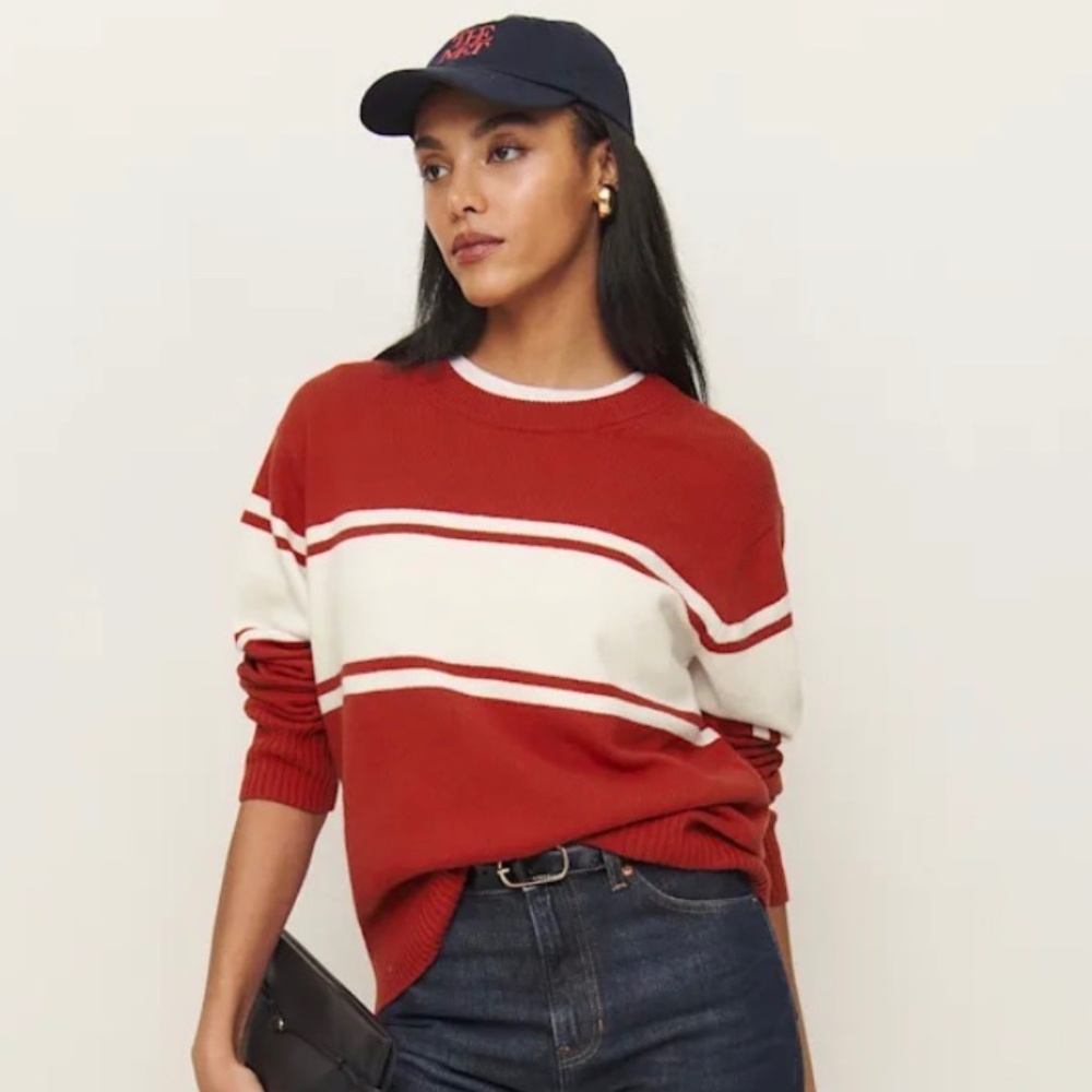 Reformation Fields Cashmere Blend Oversized Crew Sweater Red - Size M